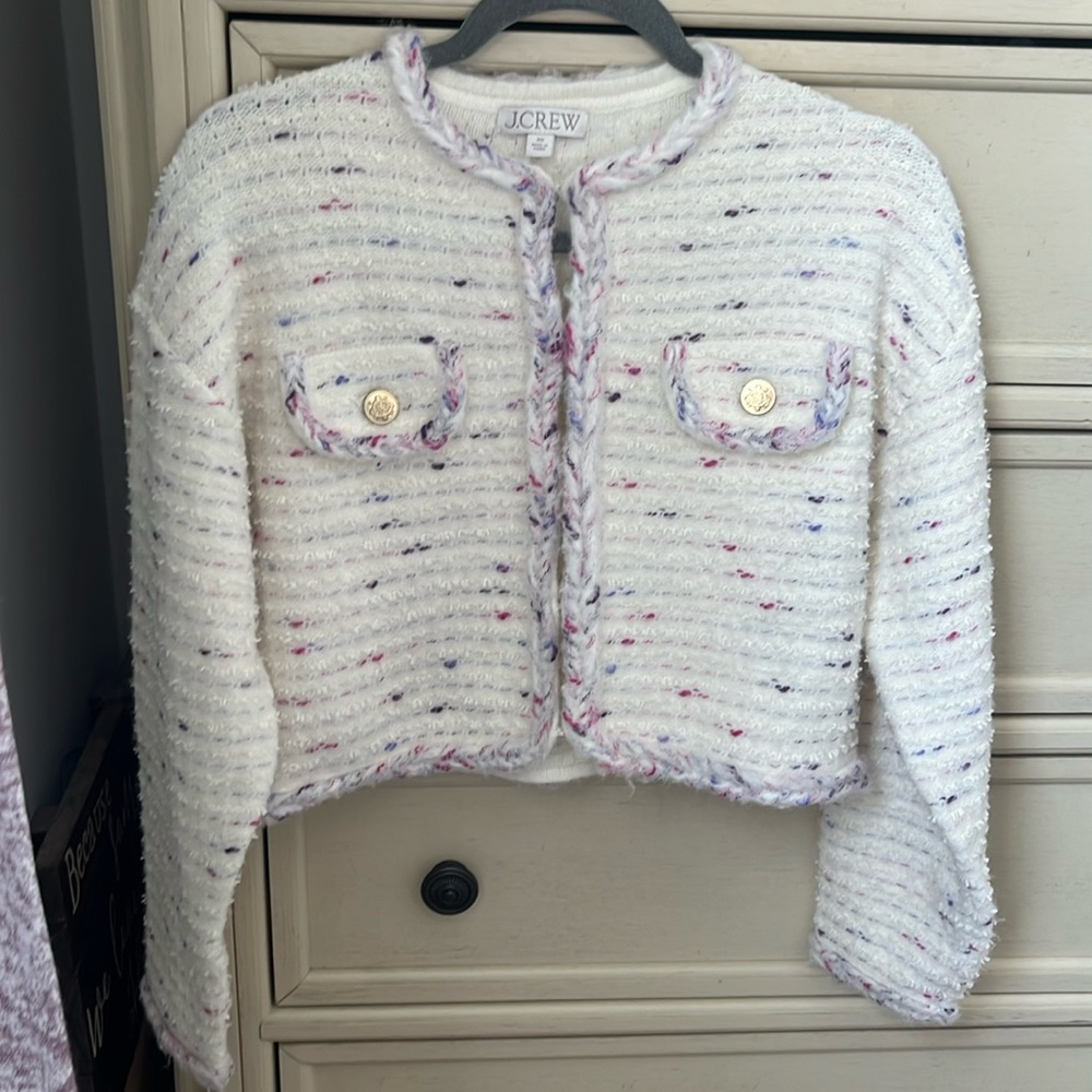 J. Crew Lady Jacket Sweater Cream Beige XS